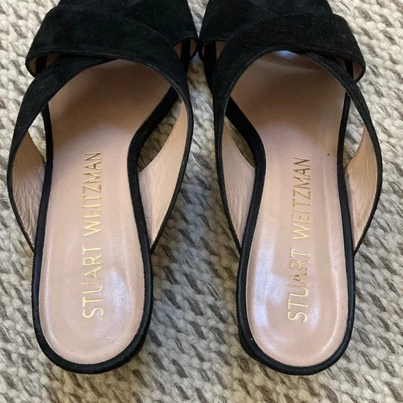 Stuart Weitzman Black Suede Mules - size 9 1/2 - Picture 3 of 6
